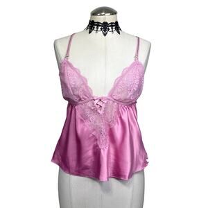 Y2K Boux Avenue Barbie Pink Coquette Baby Doll Lacey Cropped Camisole Top Size 4